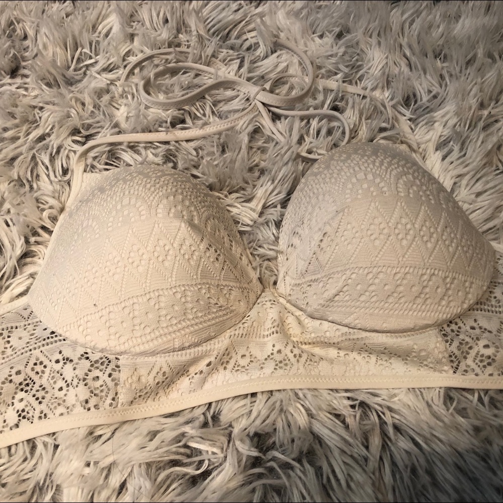 Victoria’s Secret white lace tie neck bikini top